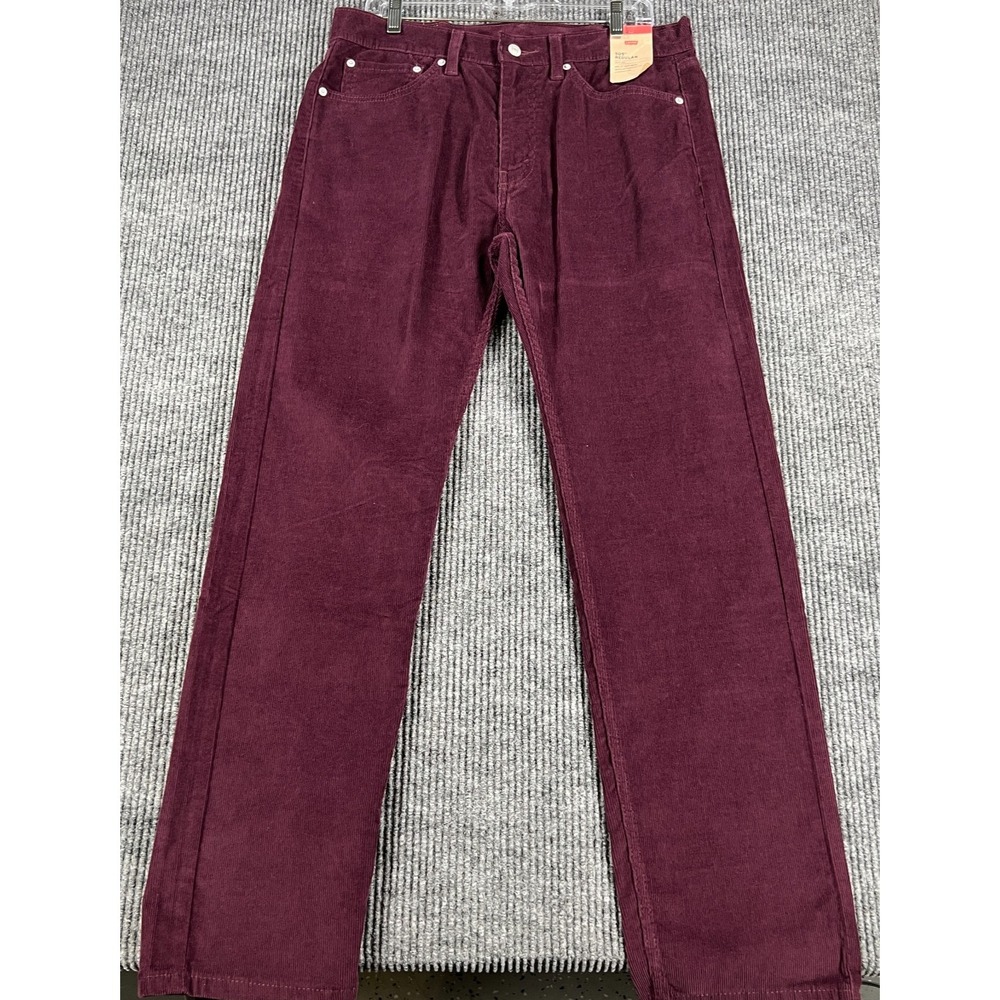 Levis 505 Corduroy Jeans Mens 33x32 Purple 5 Pocket Regular Fit Stretch New
